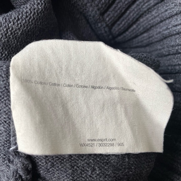 Esprit xs gray fold over collar cotton sweater - Picture 5 of 7